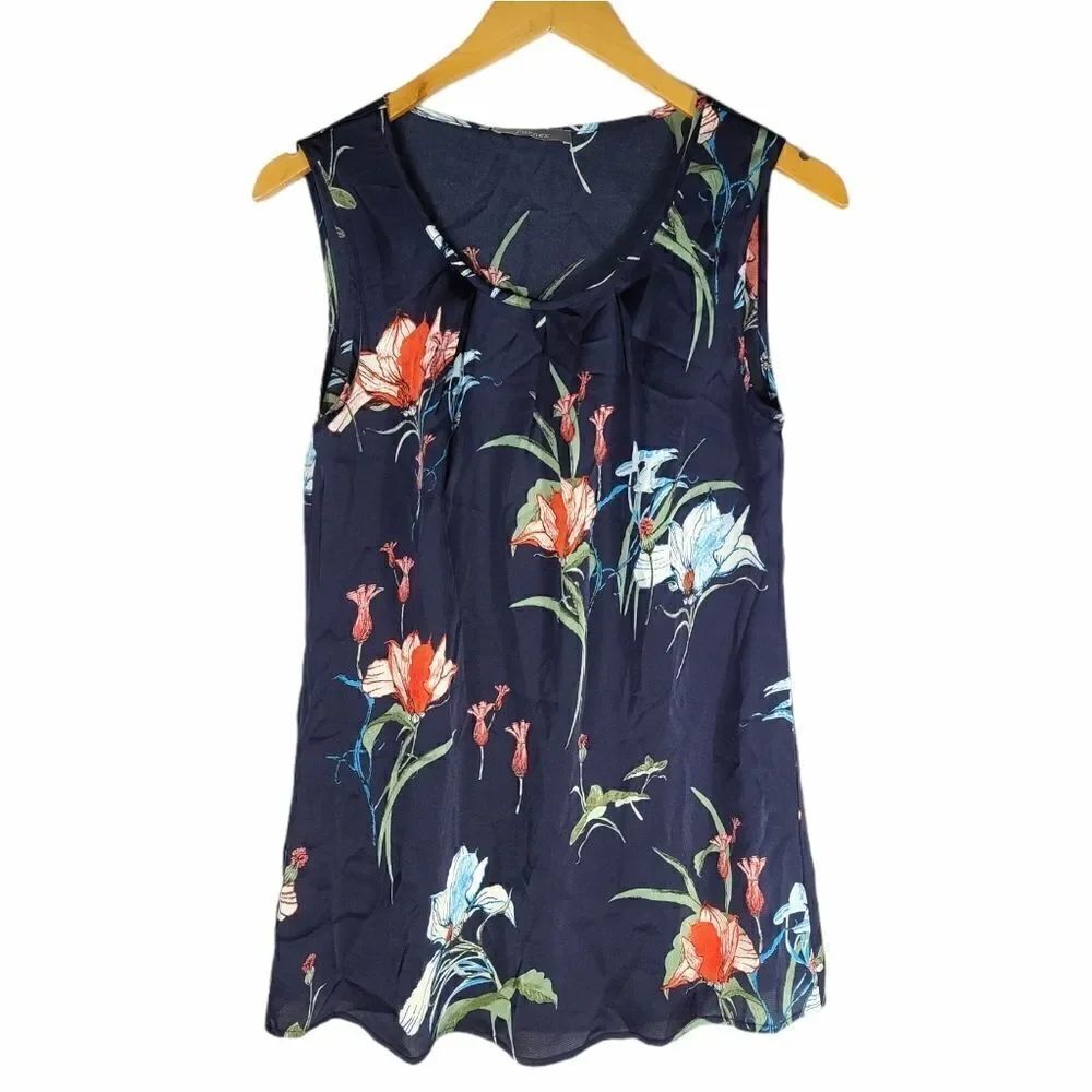 Furnex Blue Floral Sleeveless Blouse